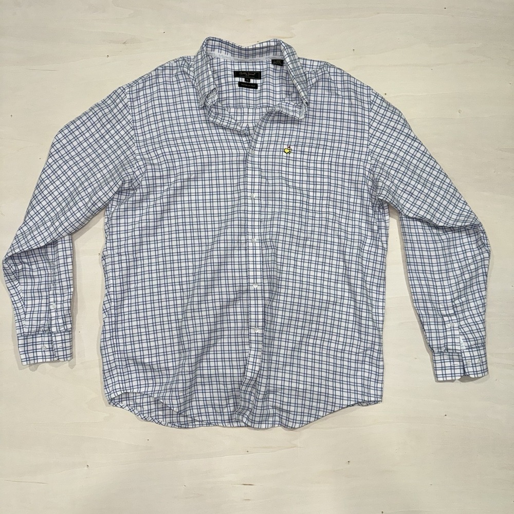 Bobby Jones Masters Tournament Shirt XL Button Down Blue Plaid Italy Woven